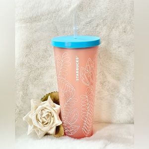 Great Condition STARBUCKS COLD TUMBLER SUMMER 2017 VENTI MATTE CORAL RAINFOREST